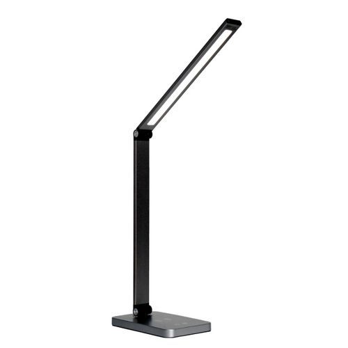 LED stolní lampa Platinet 10W, bezdrátové nabíjení, USB port, černá