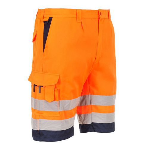 Hi-Vis kraťasy z lehkého polyesteru a bavlny, modrá/oranžová, vel.XL Hi-Vis kraťasy z lehkého polyesteru a bavlny, modrá/oranžová, vel.XL