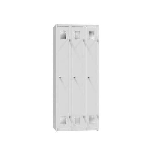 Kovová šatní skříň 3-dvířková na soklu, 750 x 500 x 1850 mm, šedá-šedá Kovová šatní skříň 3-dvířková na soklu, 750 x 500 x 1850 mm, šedá-šedá