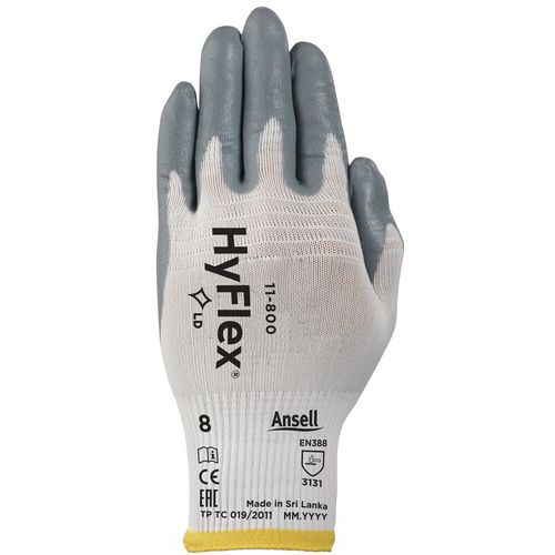 Nylonové rukavice Ansell HyFlex® 11-800 polomáčené v nitrilu, vel. 9