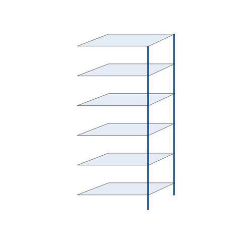 Kovový regál Herkules, přístavbový, 250 x 100 x 50 cm, 2 000 kg, 6 polic, modrý