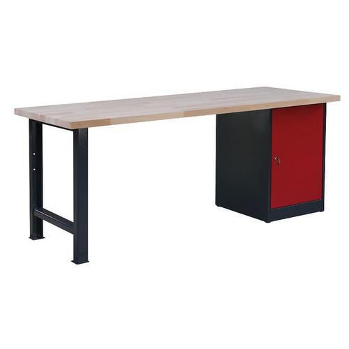 Dílenský stůl Weld se skříňkou 80 cm, 84 x 200 x 80 cm, šedý
