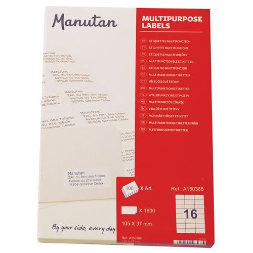 Samolepící etikety Manutan Expert, 10,5 x 3,7 cm