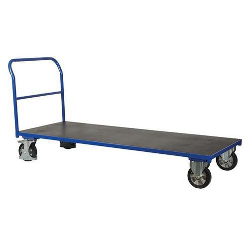 Plošinový vozík s madlem, do 1 000 kg, 101,5 x 213 x 80 cm, modrý
