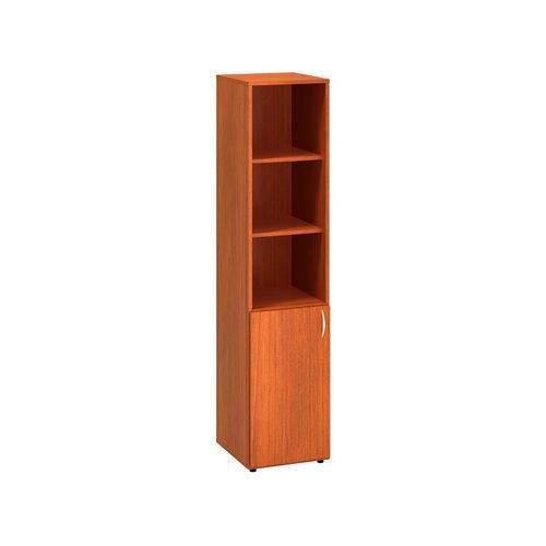 Vysoká úzká skříň Alfa 500, 178 x 40 x 47 cm, s nikou a dvířky - levé provedení, dezén třešeň