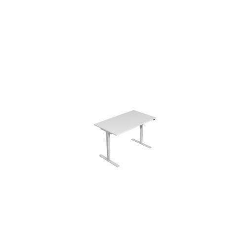Výškově nastavitelný kancelářský stůl TOP O s bílým podnožím, 140 x 80 x 70,5 - 119,5 cm, dezén bílá