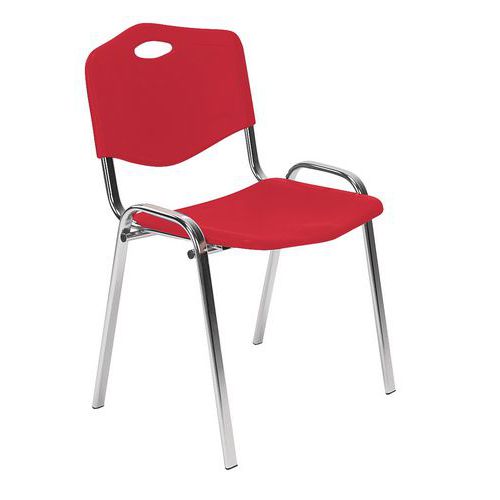 Plastová jídelní židle ISO Chrom, červená