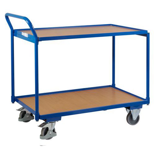 Policový vozík s madlem, do 250 kg, 2 police, 101 x 112,5 x 62,5 cm, modrý