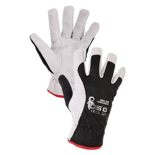 Kombinované zimní rukavice CXS Technik Winter, černé/bílé, vel. 8