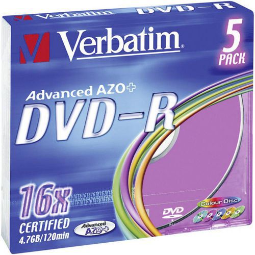 Verbatim DVD-R 4,7 GB 16x, AZO, slim box, 5 ks