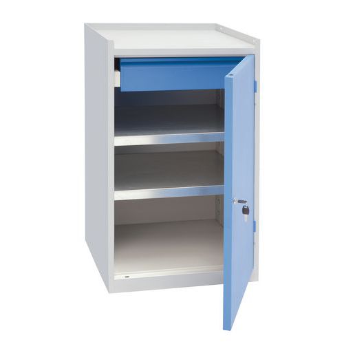 Dílenská skříň na nářadí Manutan Expert, 91,5 x 53,3 x 50 cm, šedá/modrá
