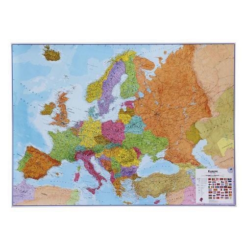 Politická mapa Evropy, 170 x 124 cm, oboustranně laminovaná, uchycení na očka