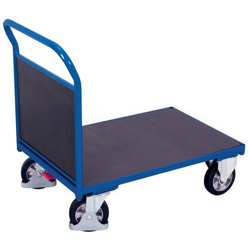 Plošinový vozík s madlem s plnou výplní, do 1 000 kg, 101,5 x 133 x 80 cm, modrý