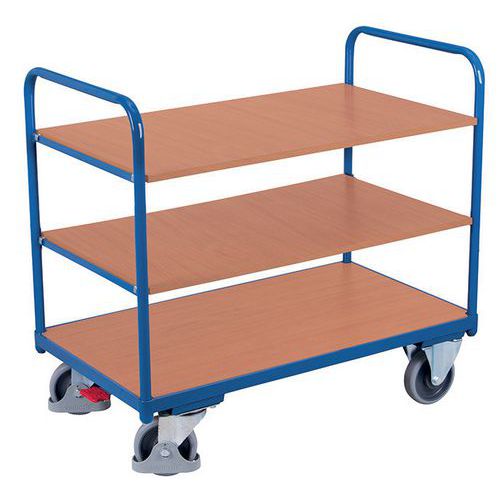 Policový vozík, do 250 kg, 3 police, 99 x 106 x 60 cm, modrý