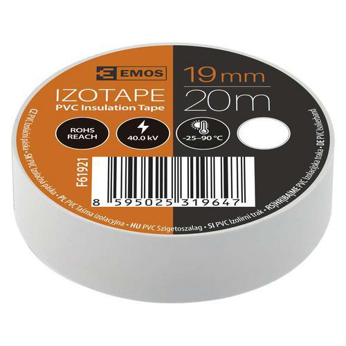 Elektroizolační PVC páska Emos, šířka 19 mm, 10 ks, 20 m, bílá