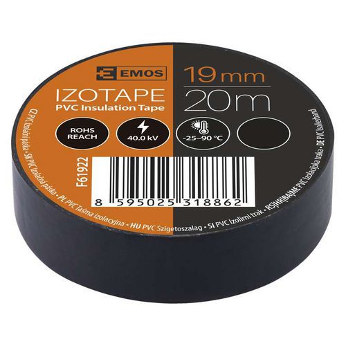 Elektroizolační PVC páska Emos, šířka 19 mm, 10 ks, 20 m, černá
