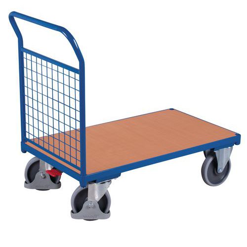 Plošinový vozík s madlem s mřížovou výplní, do 500 kg, 101,5 x 112,5 x 60 cm, modrý