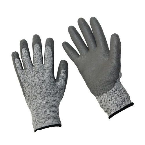 Polyethylenové rukavice Manutan Expert polomáčené v polyuretanu, šedé, vel. 10
