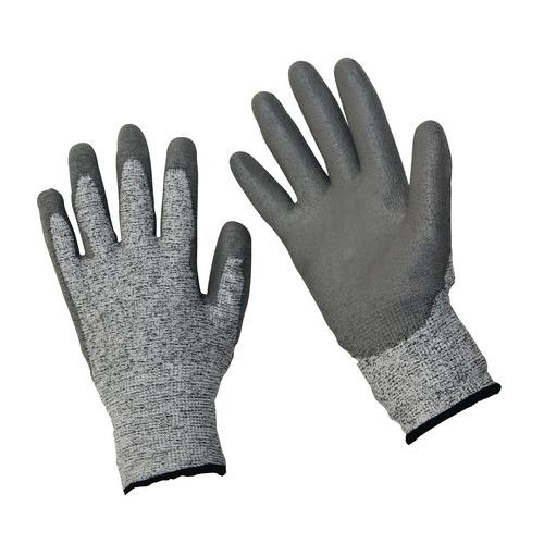Polyethylenové rukavice Manutan Expert polomáčené v polyuretanu, šedé, vel. 9