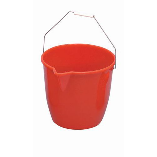 Plastový kbelík Manutan Expert s výlevkou, 12 l, červený