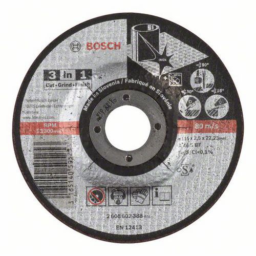 Bosch - Řezný kotouč 3 v 1 A 46 S BF, 115 mm, 2,5 mm, 25 BAL