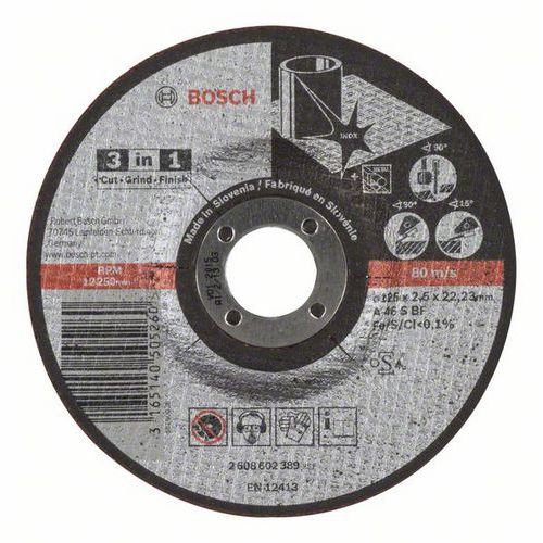 Bosch - Řezný kotouč 3 v 1 A 46 S BF, 125 mm, 2,5 mm, 25 BAL