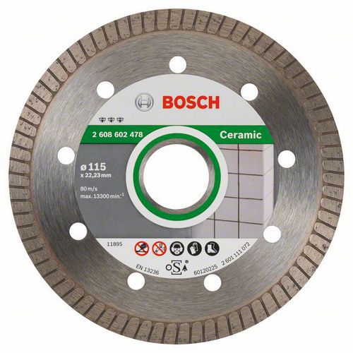 Bosch - Diamantový řezný kotouč Best for Ceramic Extra-Clean Turbo 115 x 22,23 x 1,4 x 7 mm