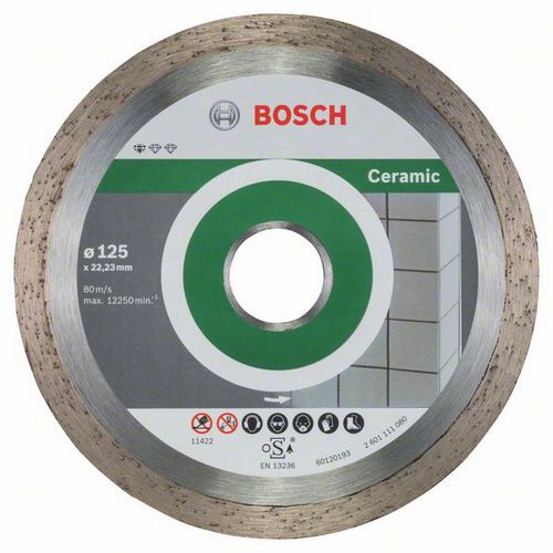 Bosch - Diamantový řezný kotouč Standard for Ceramic 125 x 22,23 x 1,6 x 7 mm, 10ks