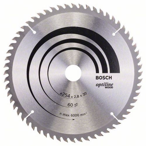 Bosch - Pilový kotouč Optiline Wood 254 x 30 x 2,8 mm, 60