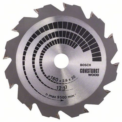 Bosch - Pilový kotouč Construct Wood 160 x 20/16 x 2,6 mm; 12