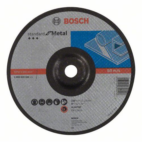 Bosch - Hrubovací kotouč profilovaný Standard for Metal A 24 P BF, 230 mm, 22,23 mm, 6,0 mm, 10 BAL