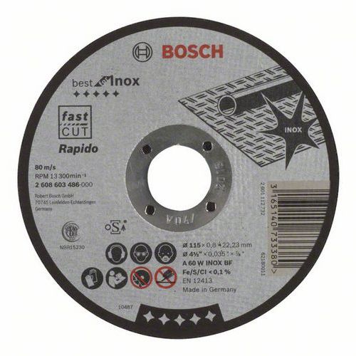 Bosch - Řezný kotouč rovný Best for Inox - Rapido A 60 W INOX BF, 115 mm, 0,8 mm, 25 BAL