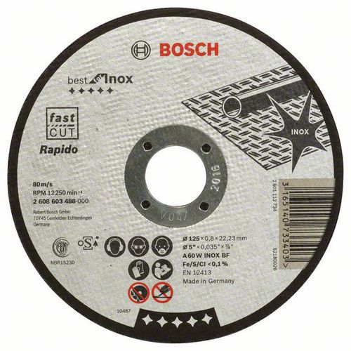 Bosch - Řezný kotouč rovný Best for Inox - Rapido A 60 W INOX BF, 125 mm, 0,8 mm, 25 BAL