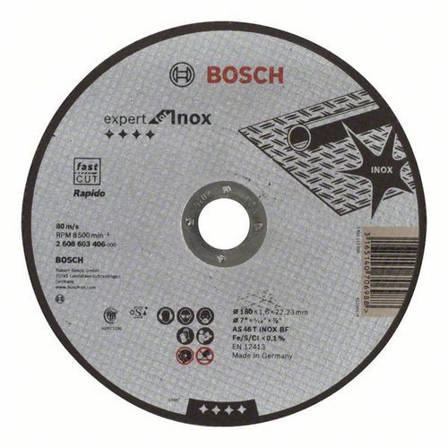 Bosch - Řezný kotouč rovný Expert for Inox - Rapido AS 46 T INOX BF, 180 mm, 1,6 mm, 25 BAL