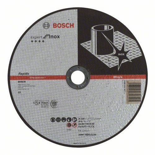Bosch - Řezný kotouč rovný Expert for Inox - Rapido AS 46 T INOX BF, 230 mm, 1,9 mm, 25 BAL