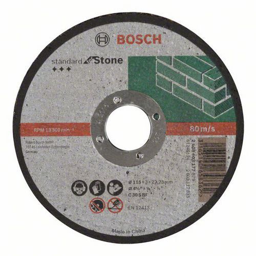 Bosch - Řezný kotouč rovný Standard for Stone C 30 S BF, 115 mm, 22,23 mm, 3,0 mm, 50 BAL