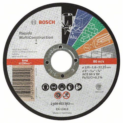 Bosch - Řezný kotouč rovný Rapido Multi Construction ACS 46 V BF, 125 mm, 1,6 mm, 25 BAL