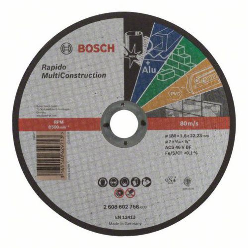 Bosch - Řezný kotouč rovný Rapido Multi Construction ACS 46 V BF, 180 mm, 1,6 mm, 25 BAL