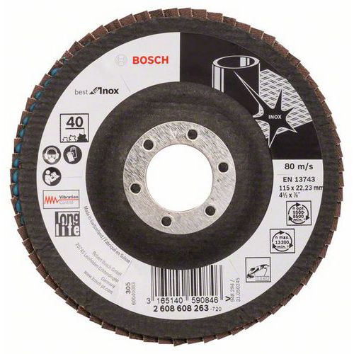 Bosch - Lamelový brusný kotouč X581, Best for Inox 115 mm, 22,23 mm, 40, 10 BAL