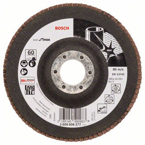 Bosch - Lamelový brusný kotouč X581, Best for Inox 125 mm, 22,23 mm, 60, rovný, 10 BAL