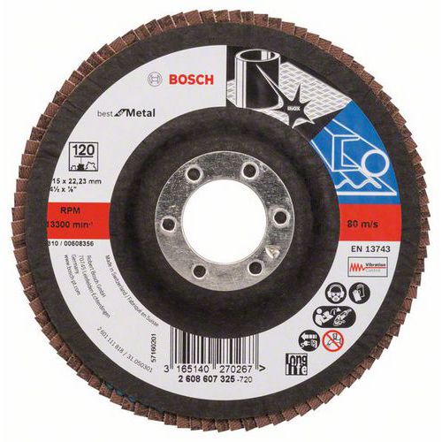 Bosch - Lamelový brusný kotouč X571, Best for Metal 115 mm, G120, rovný, 10 BAL