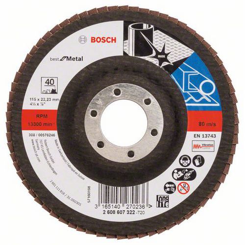 Bosch - Lamelový brusný kotouč X571, Best for Metal 115 mm, G40, rovný, 10 BAL