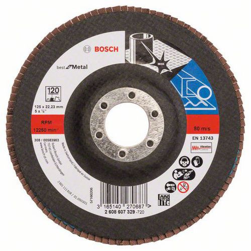 Bosch - Lamelový brusný kotouč X571, Best for Metal 125 mm, G120, rovný, 10 BAL