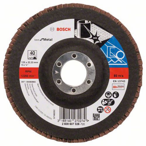 Bosch - Lamelový brusný kotouč X571, Best for Metal 125 mm, G40, rovný, 10 BAL