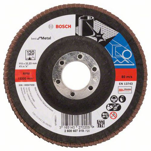 Bosch - Lamelový brusný kotouč X571, Best for Metal 115 mm, G120, lomený, 10 BAL