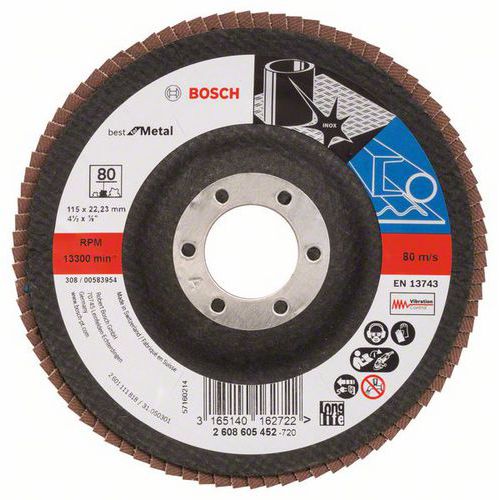 Bosch - Lamelový brusný kotouč X571, Best for Metal 115 mm, G80, lomený, 10 BAL