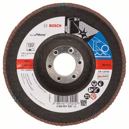 Bosch - Lamelový brusný kotouč X571, Best for Metal 125 mm, G120, lomený, 10 BAL