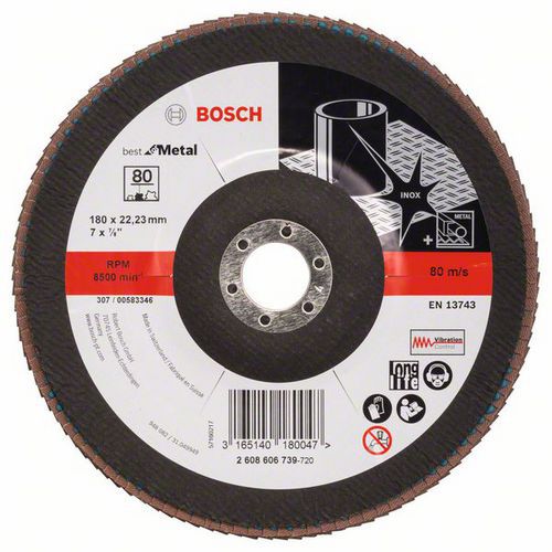 Bosch - Lamelový brusný kotouč X571, Best for Metal 180 mm, G80, lomený, 10 BAL
