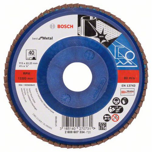 Bosch - Lamelový brusný kotouč X571, Best for Metal 115 mm, G40, rovný, 10 BAL