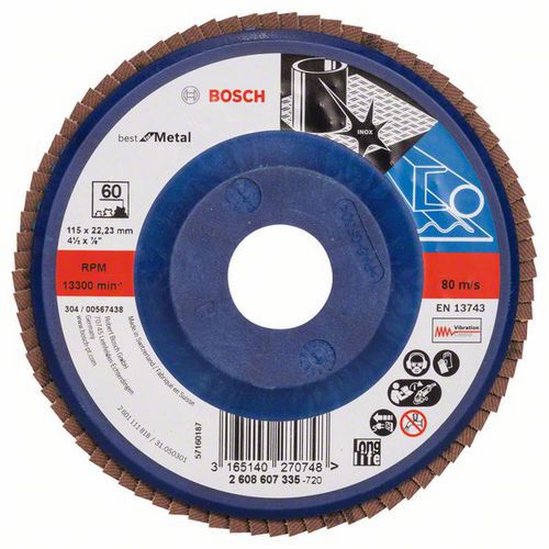 Bosch - Lamelový brusný kotouč X571, Best for Metal 115 mm, G60, rovný, 10 BAL